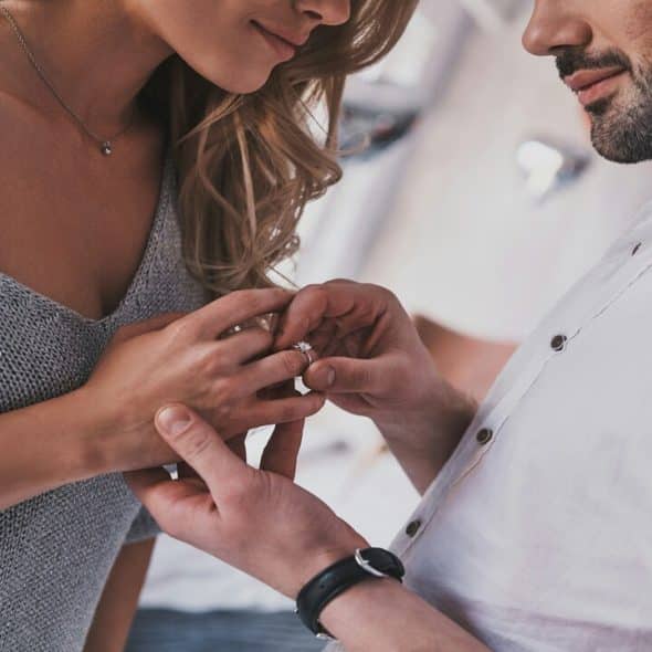 A couple getting engaged
