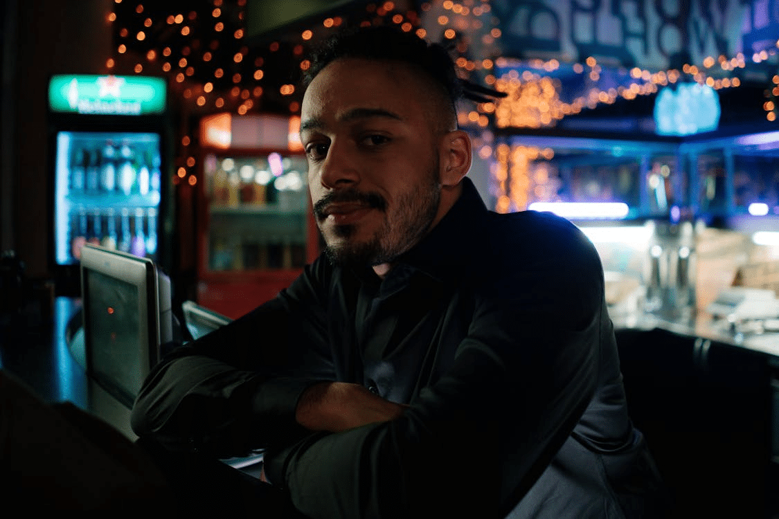A man smirking