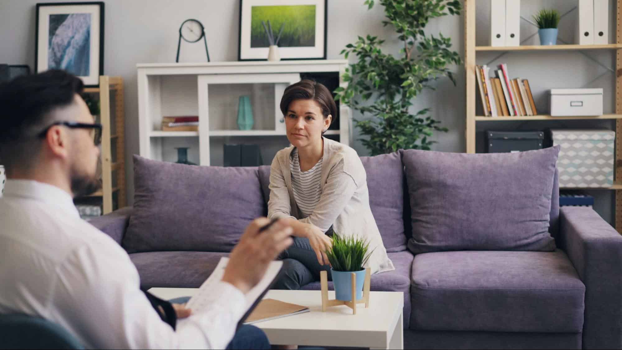 A man and woman talking