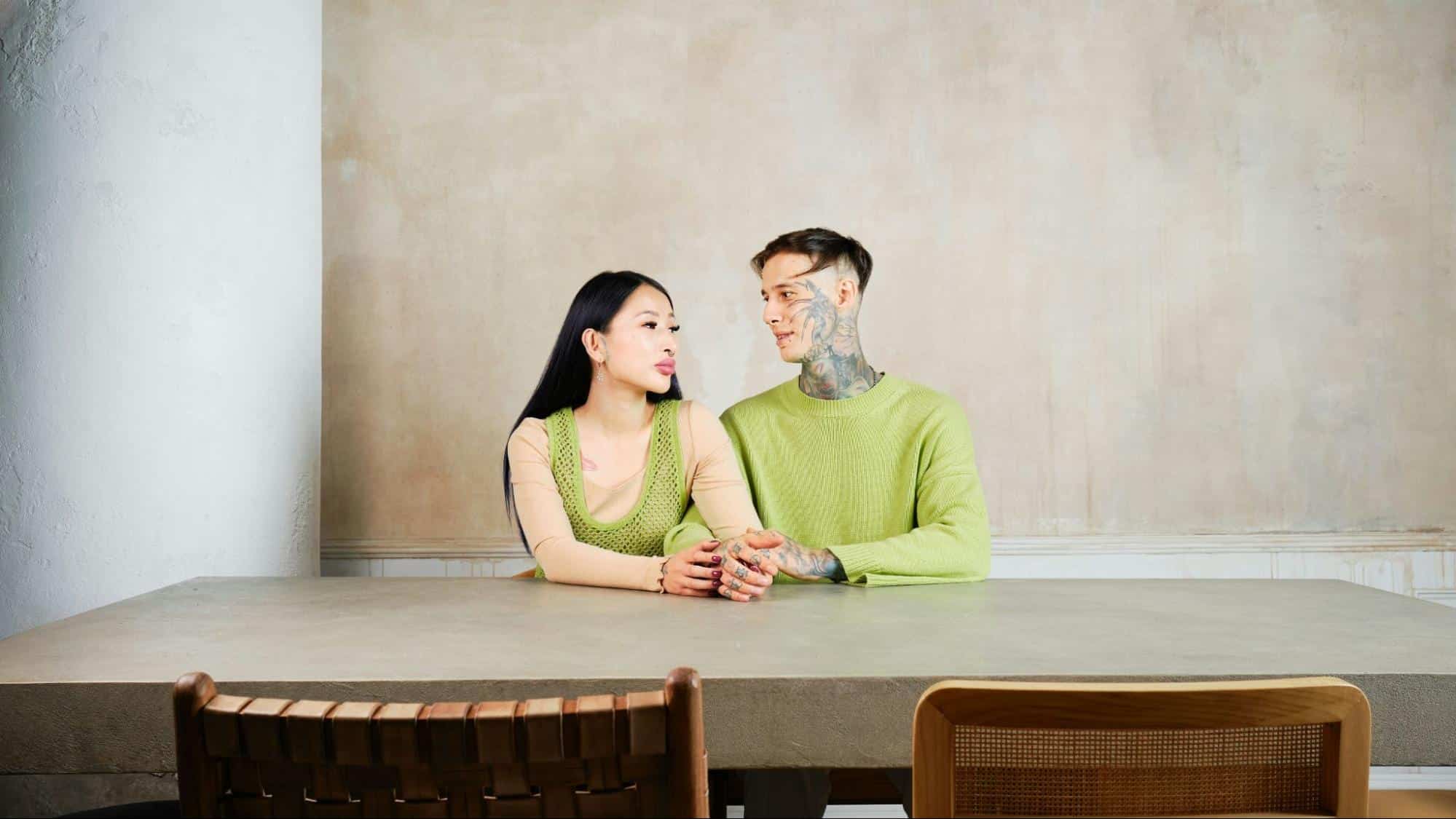A man and woman sitting