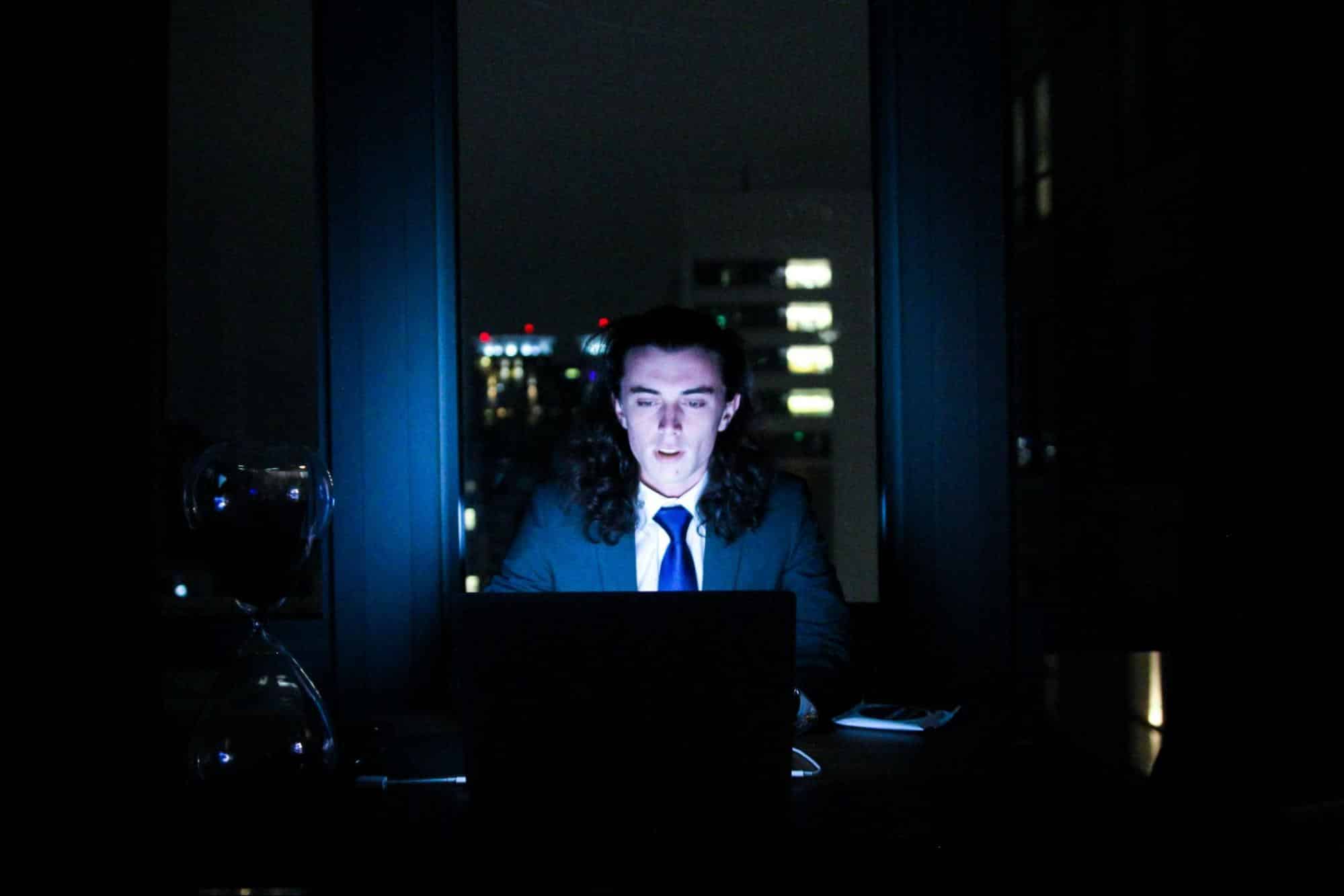A man working alone