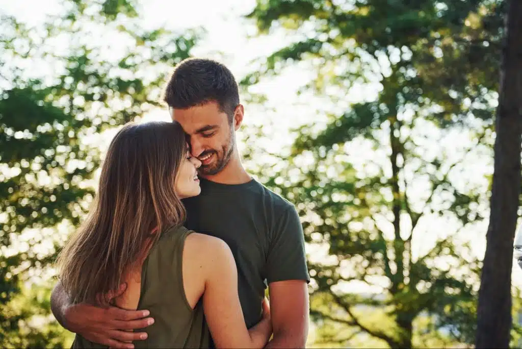 A man and woman close to each other