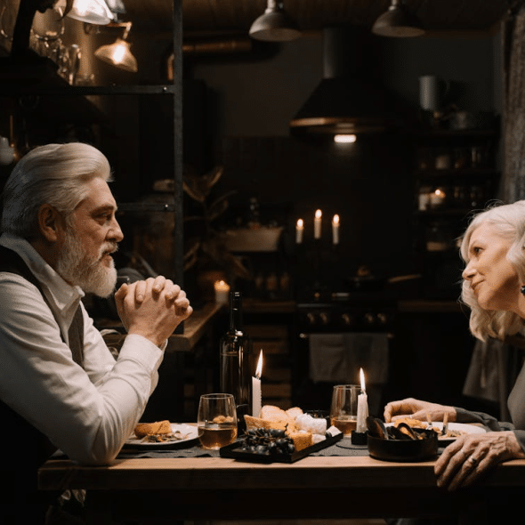 Man and woman having a date in a restaurant
