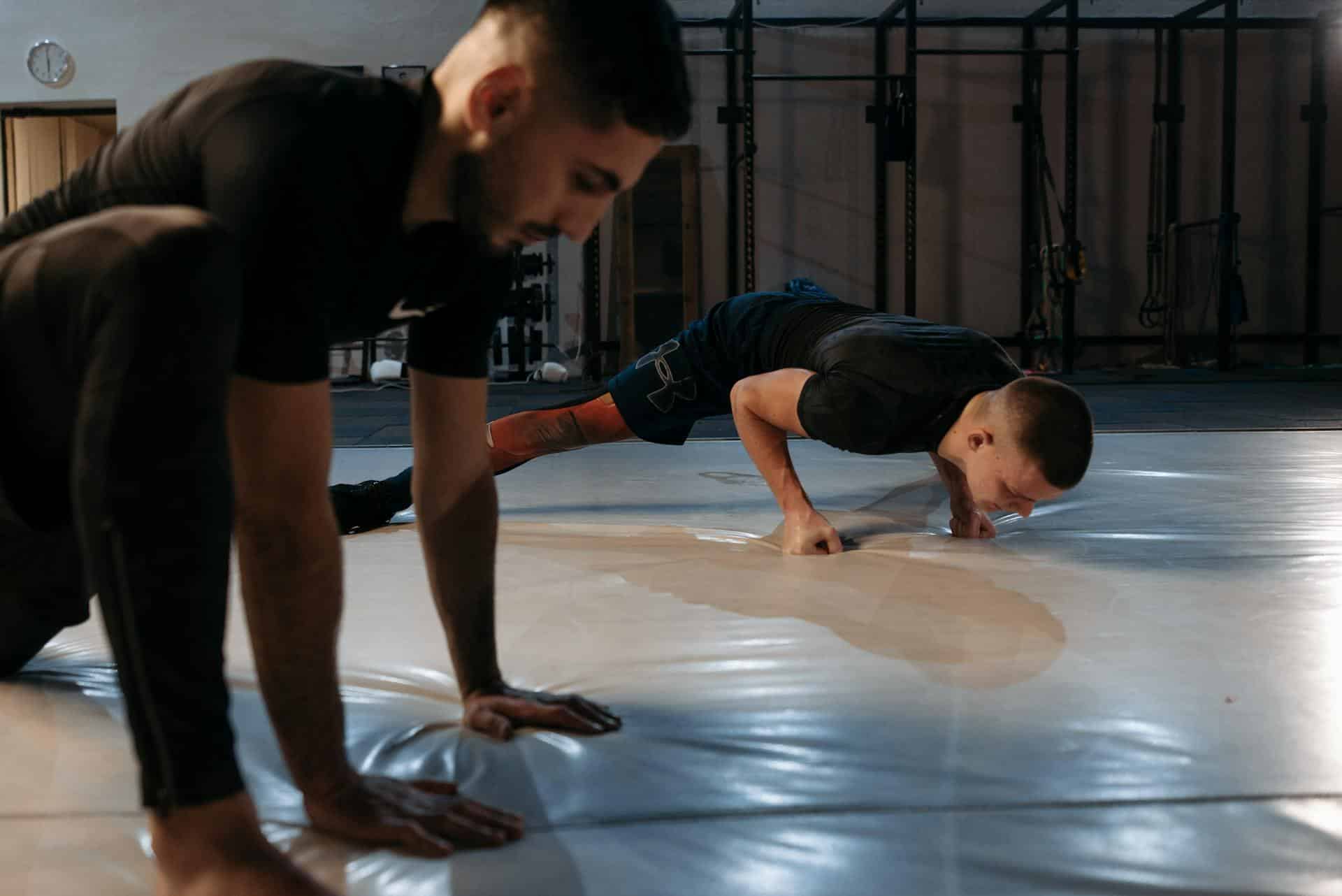 Two men working out