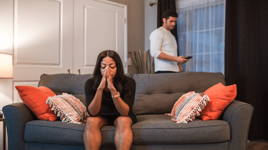 A couple having an argument at home