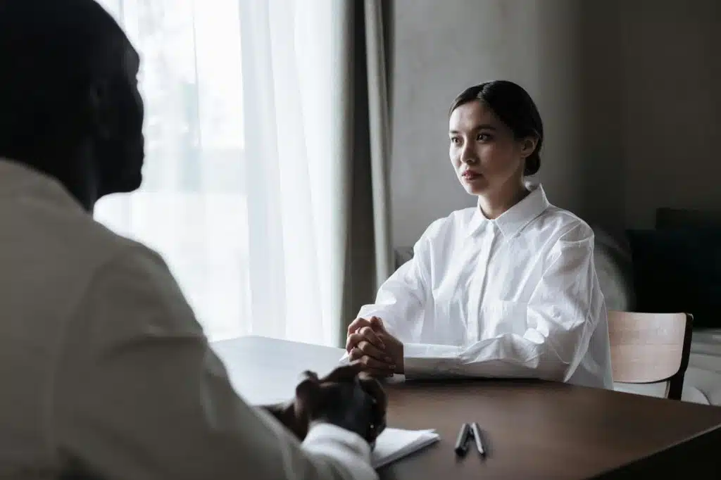 A man listening to woman