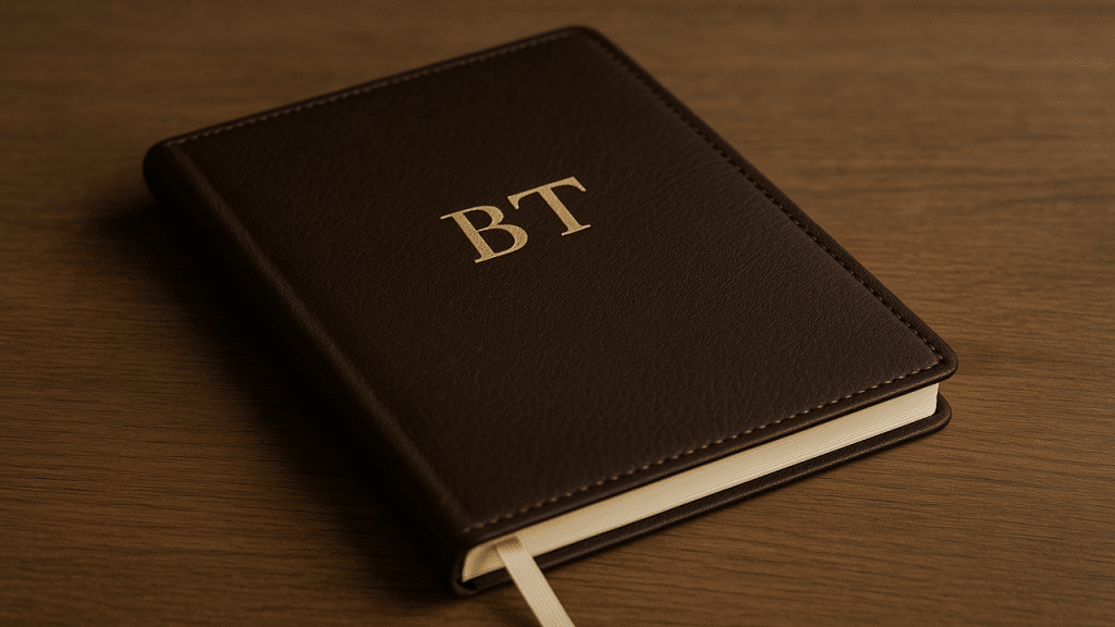 A classic monogrammed notebook