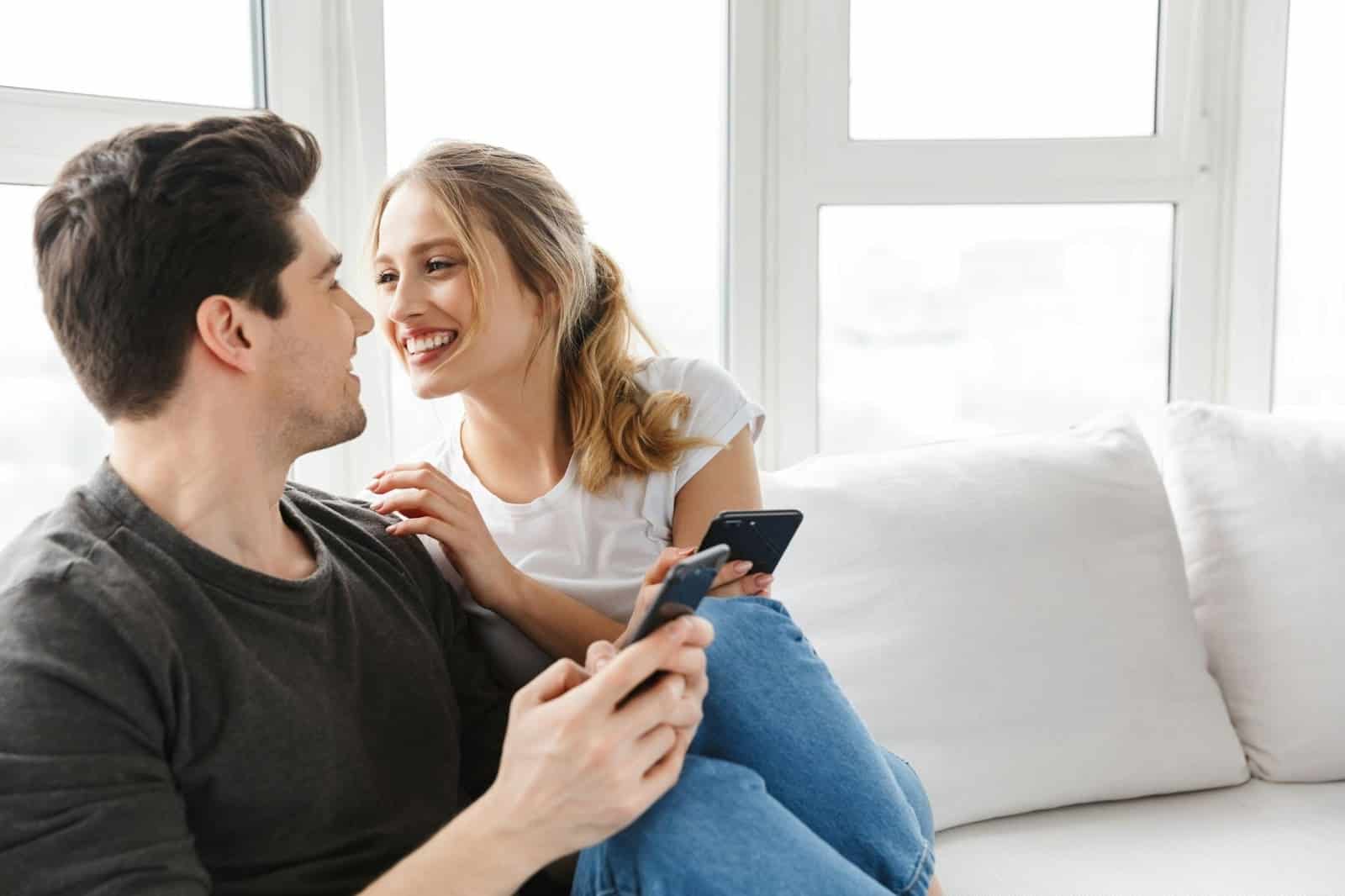 A man and woman together at home