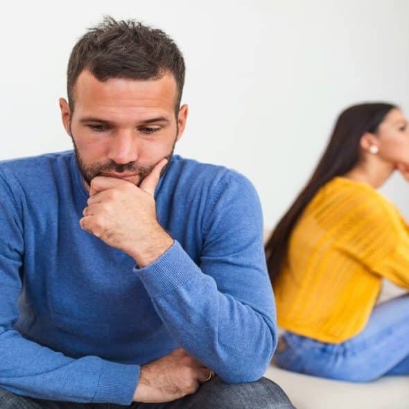 A couple refusing to look at each other