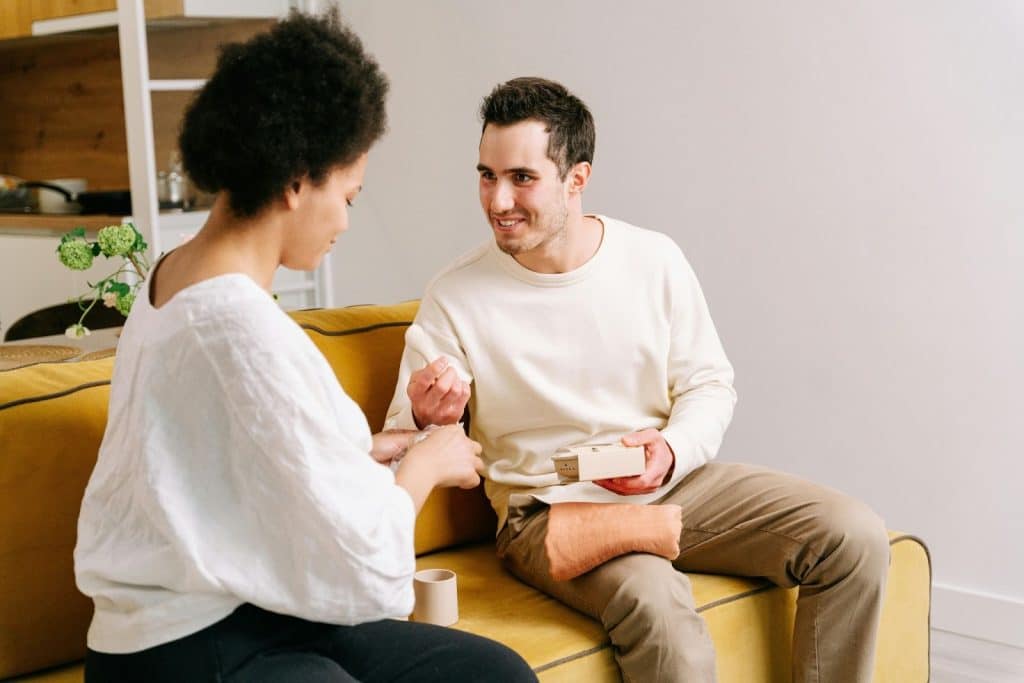 A man and woman having a conversation