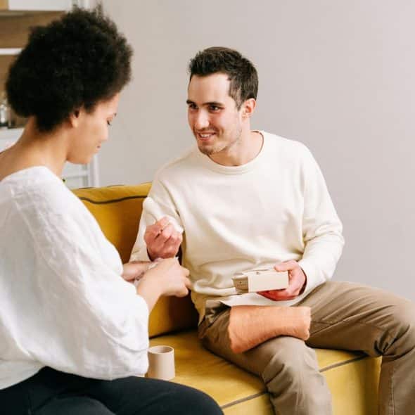 A man and woman having a conversation