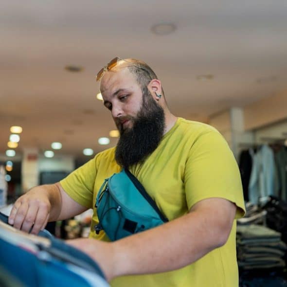 A man window shopping
