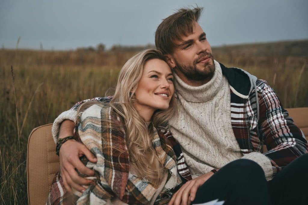 A man and woman sitting