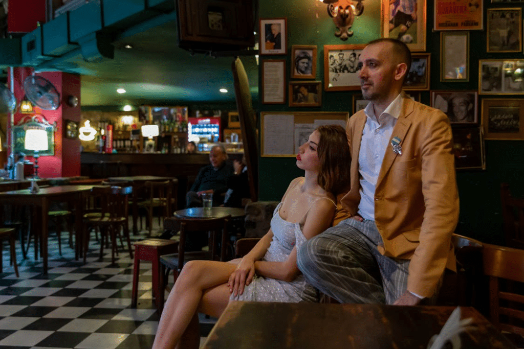 A man and a woman on a date