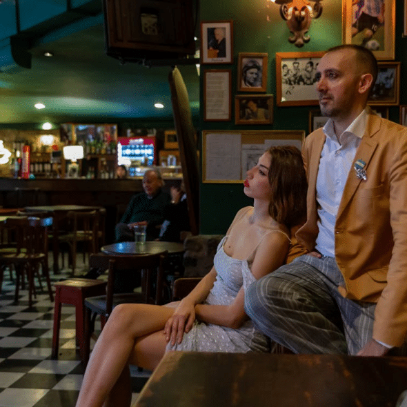 A man and a woman on a date