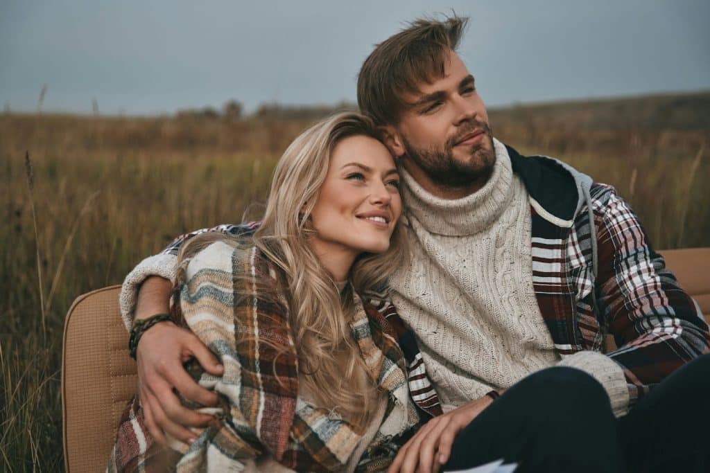 A man and woman sitting