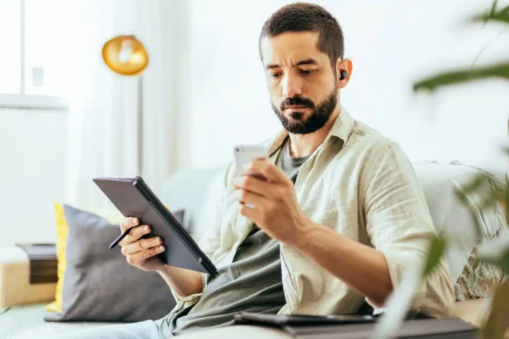 A man using a tablet