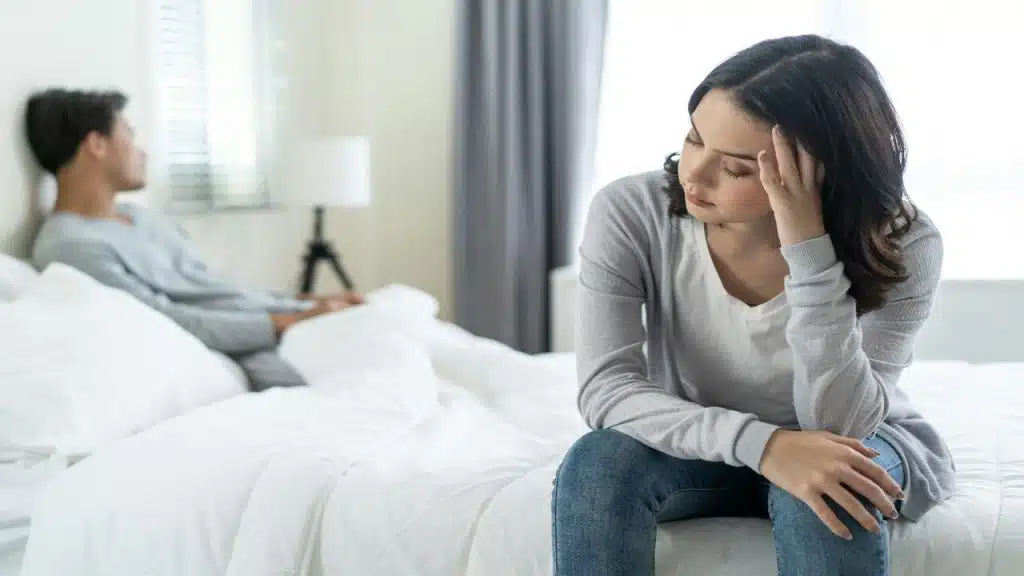 A man refusing to talk to his wife