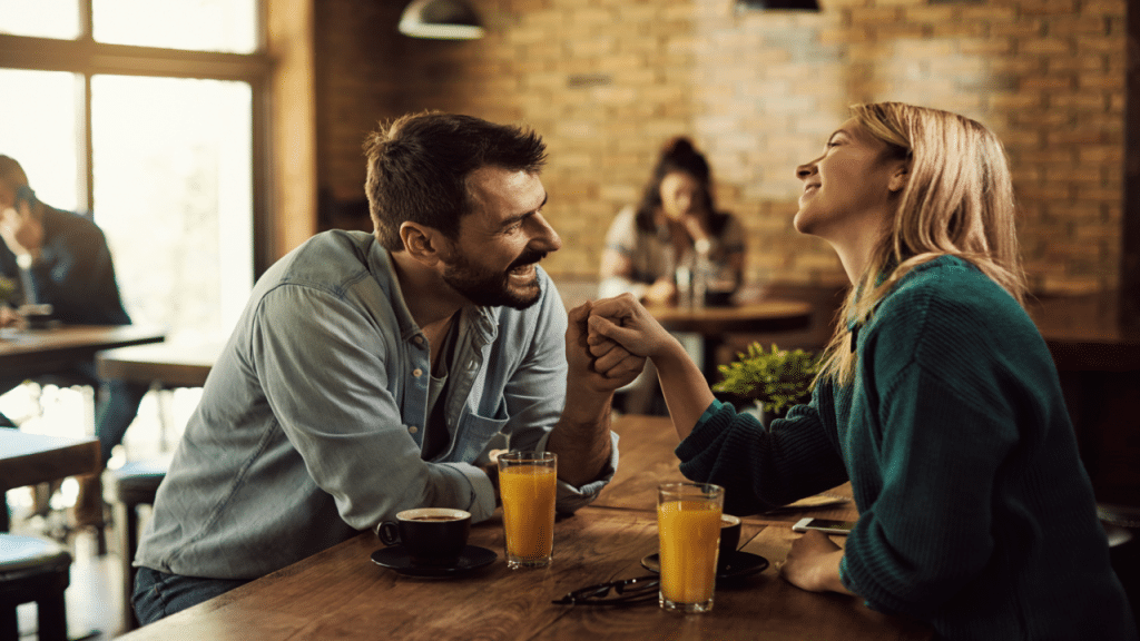 A couple at a cafe