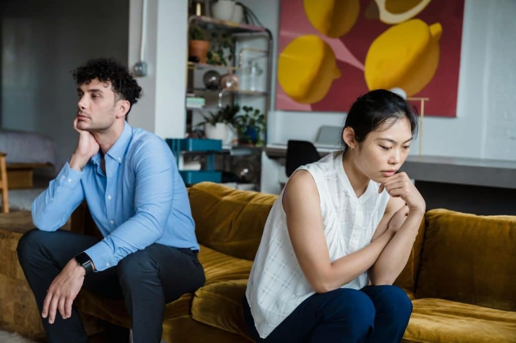 A man and woman not talking to each other