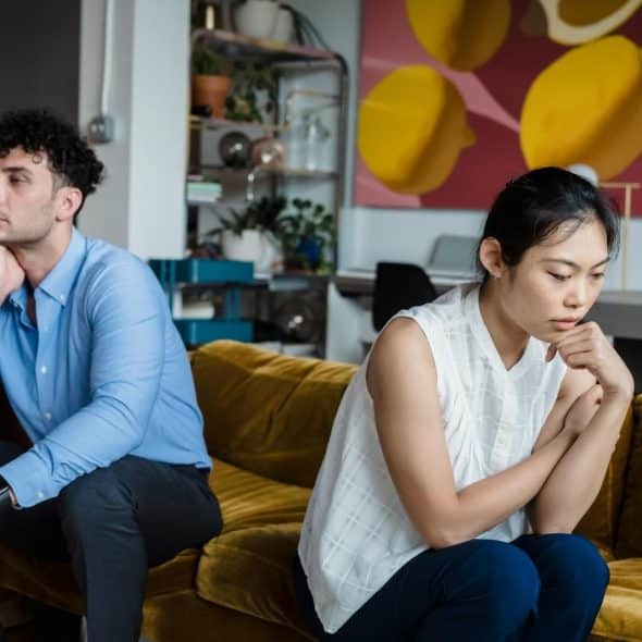 A man and woman not talking to each other