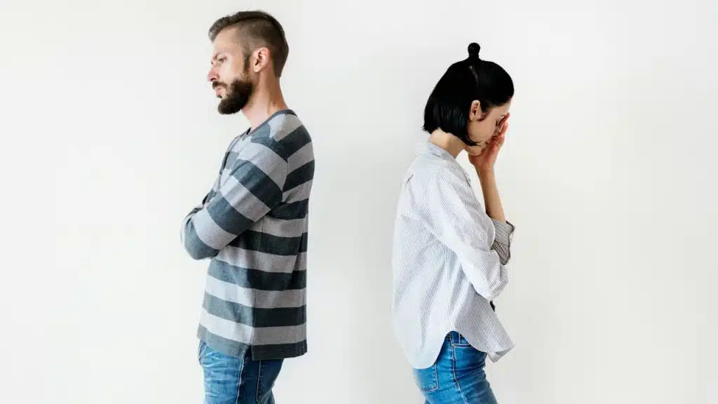 A white couple having an argument.