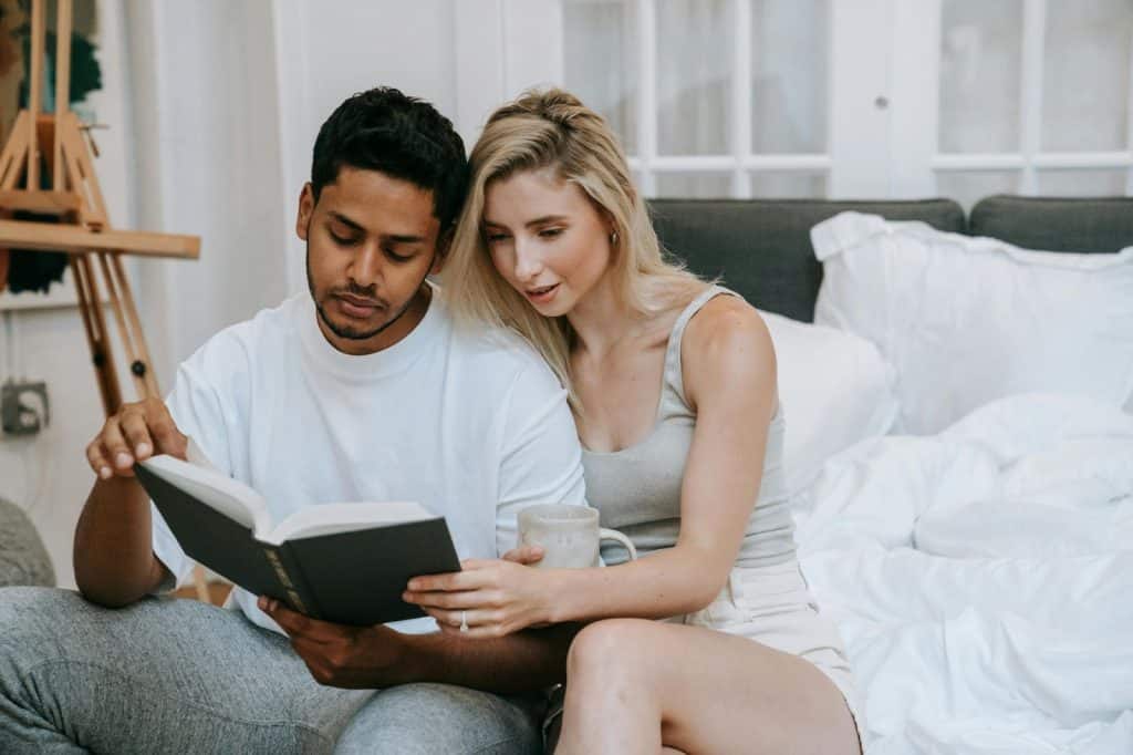 A couple reading a book
