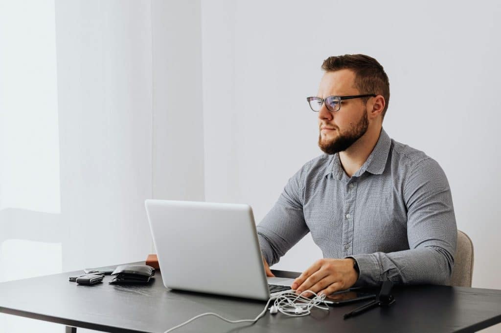 A man working alone
