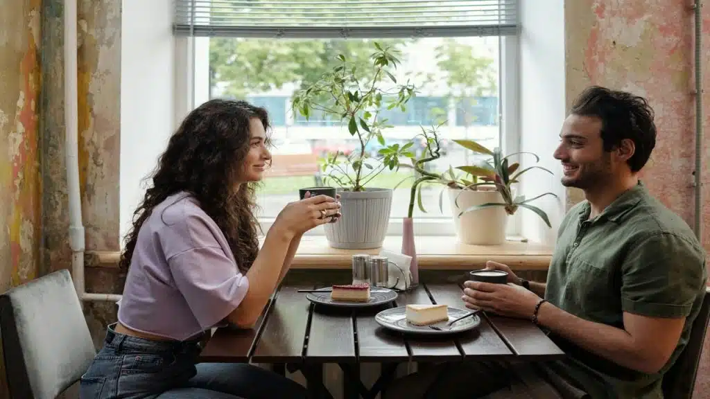 A couple on a coffee date