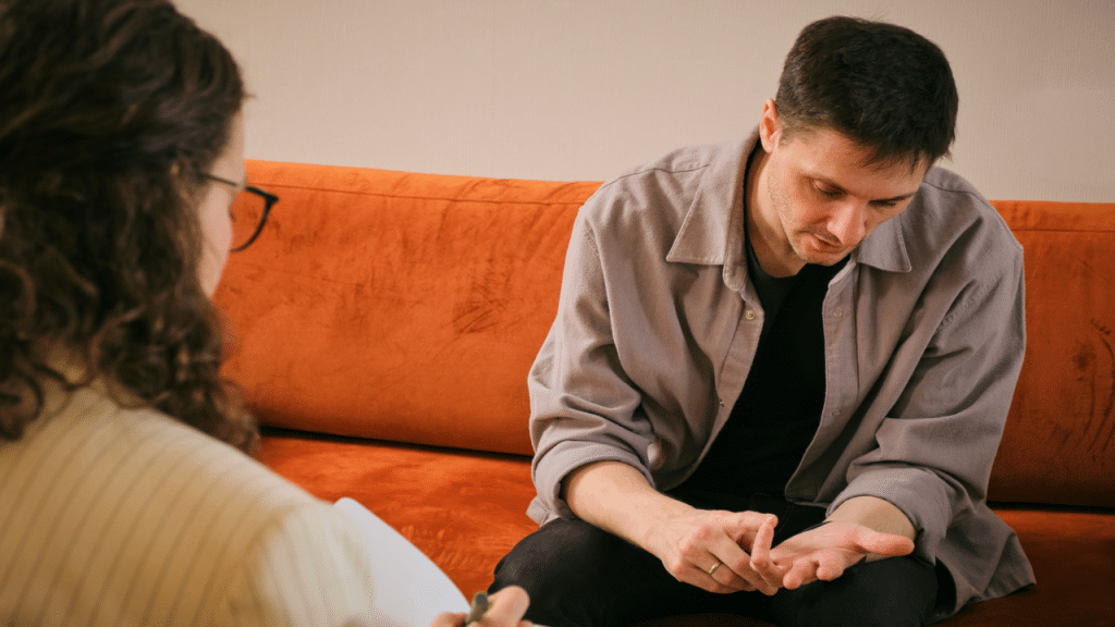 A man talking to a therapist