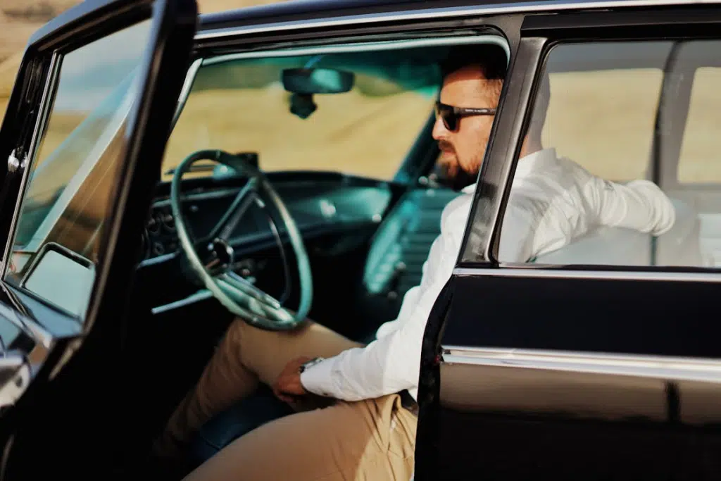 A man in a car
