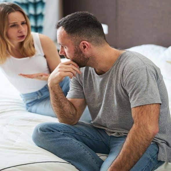 A man listening to his wife