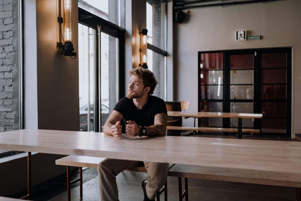 A man sitting alone and waiting