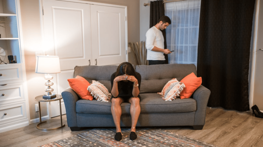 A couple having an argument at home