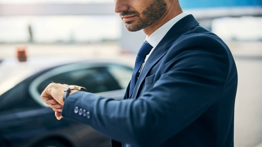 A man checking the time