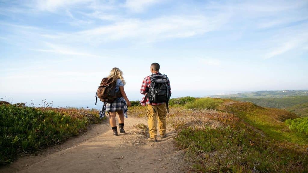 A couple hiking together 