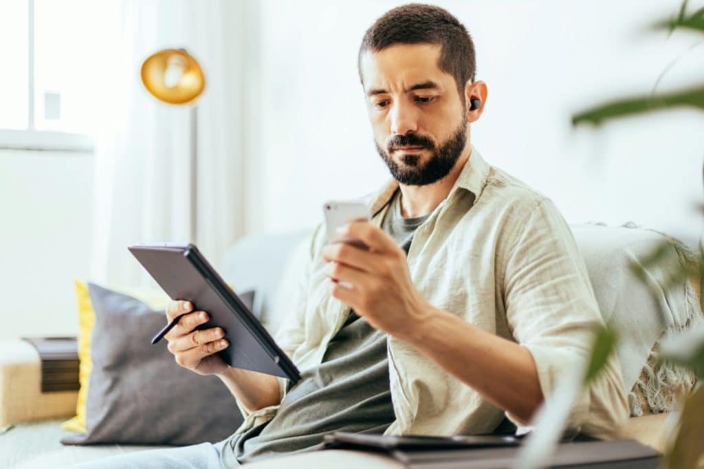 A man using a tablet