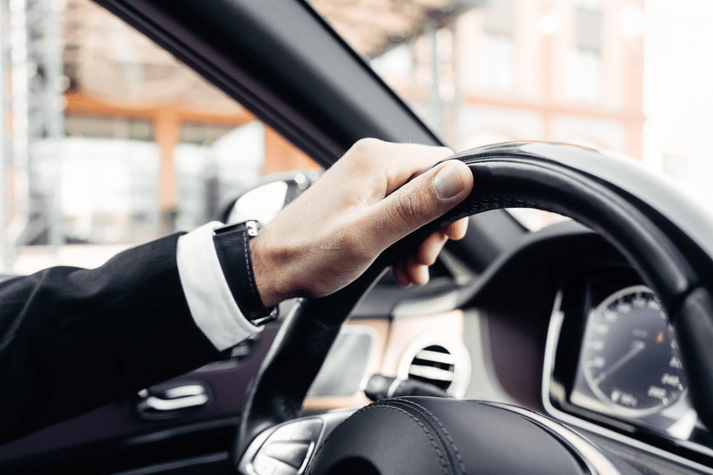 A man driving a car