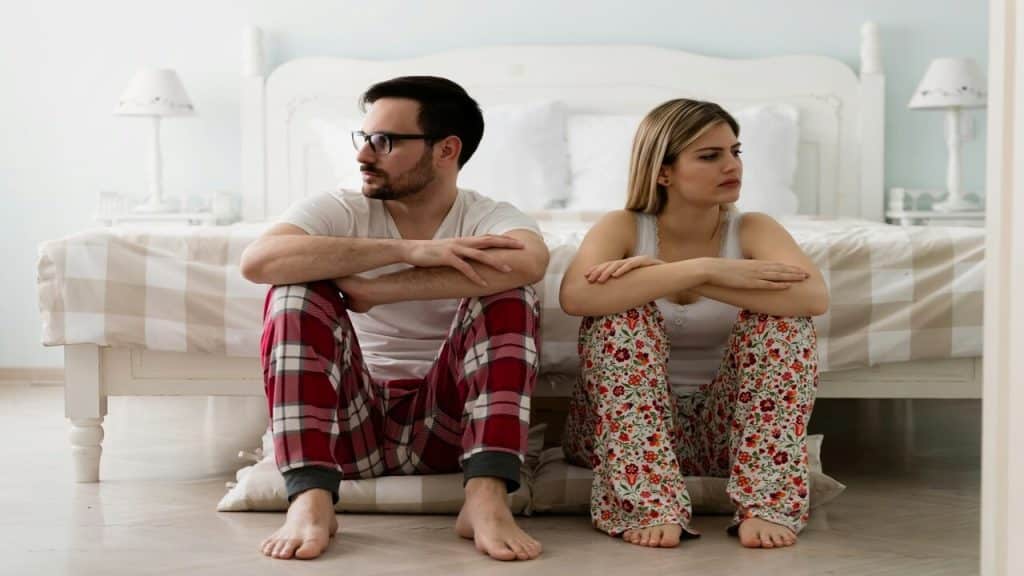A couple refusing to look at each other