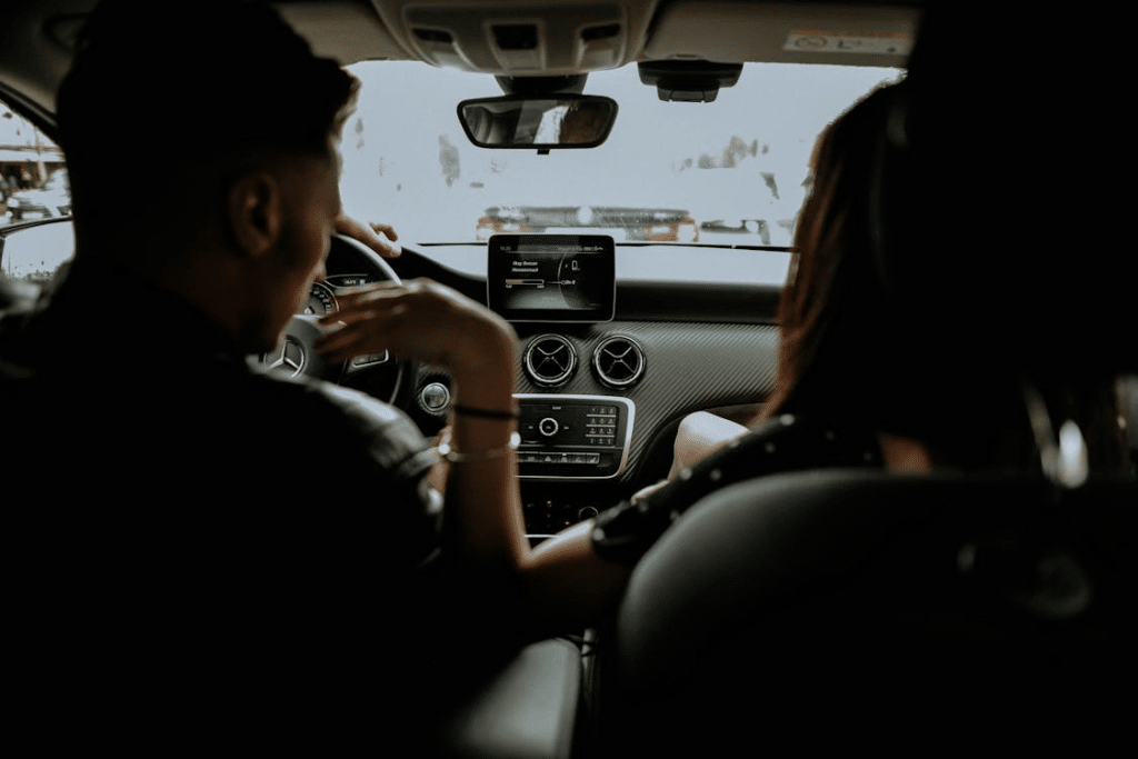 A man driving a car