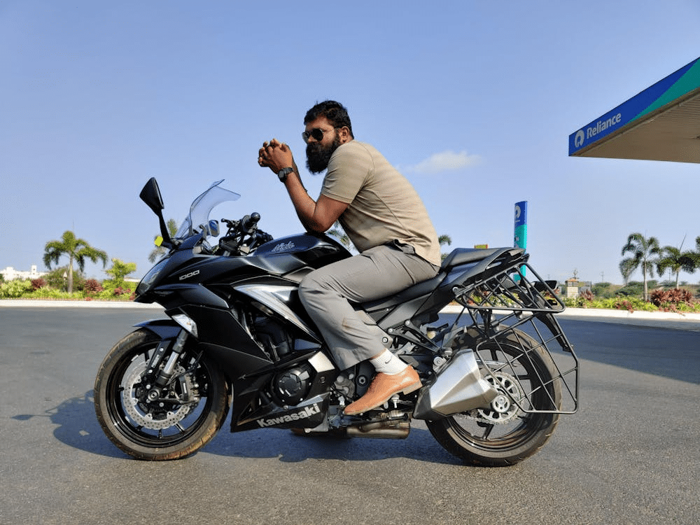 A man riding a motorcycle