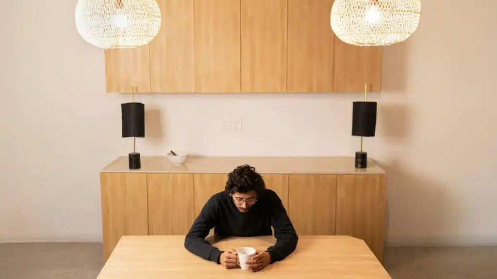 A man waiting for his food