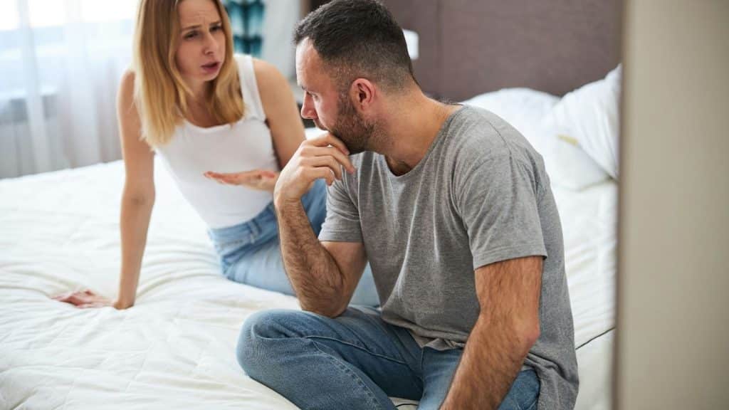 A man and woman talking