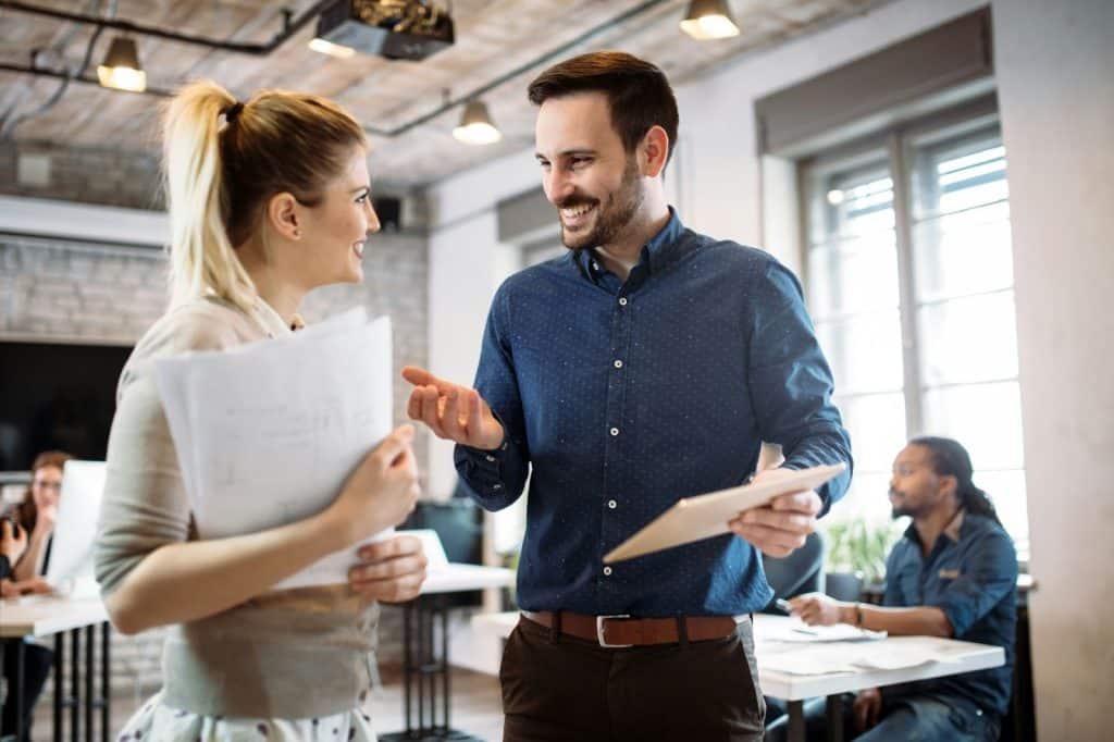 A man and woman at the office
