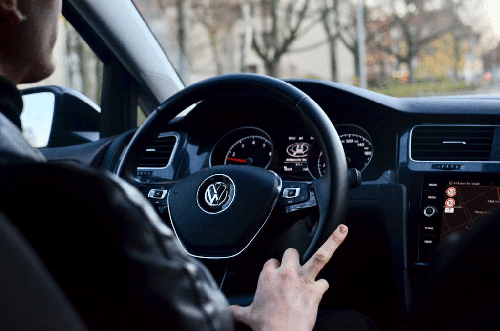 A man driving a car