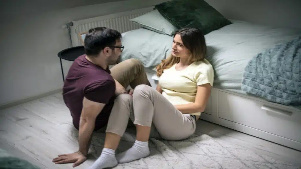 A couple having a serious talk