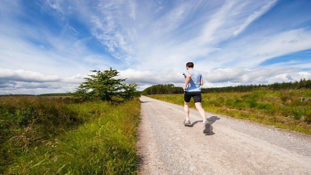 A man jogging by himself