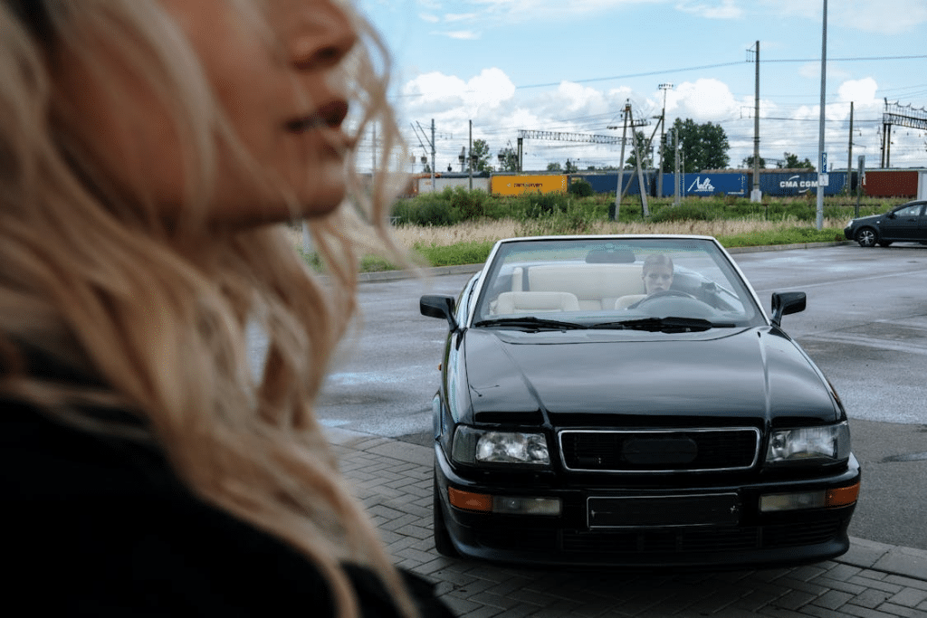 A man driving a car