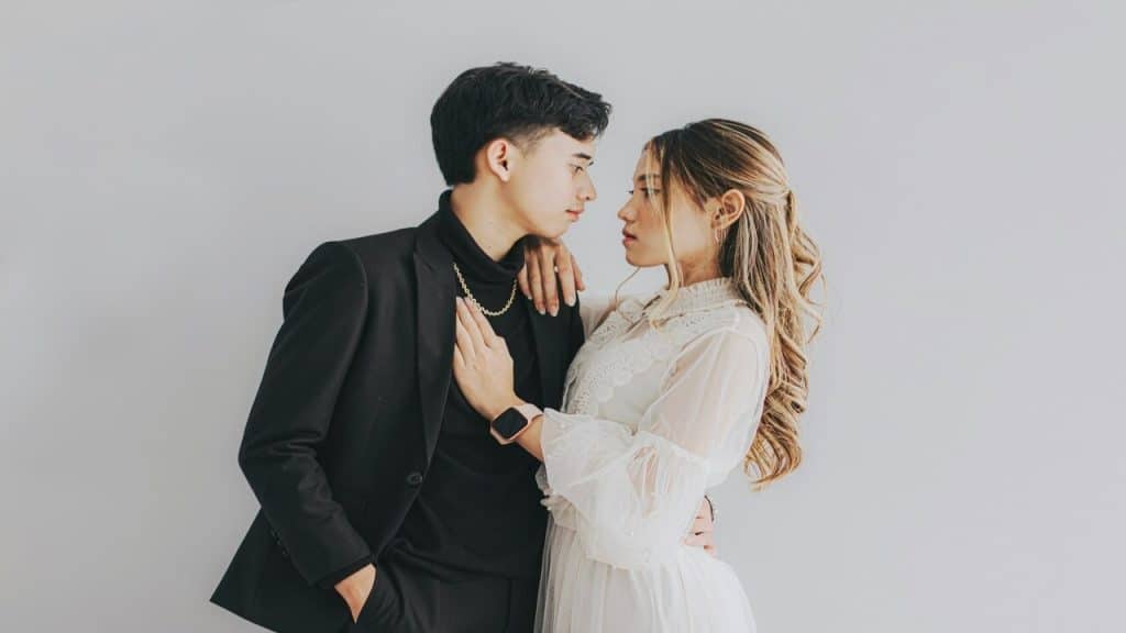 A couple looking at each other