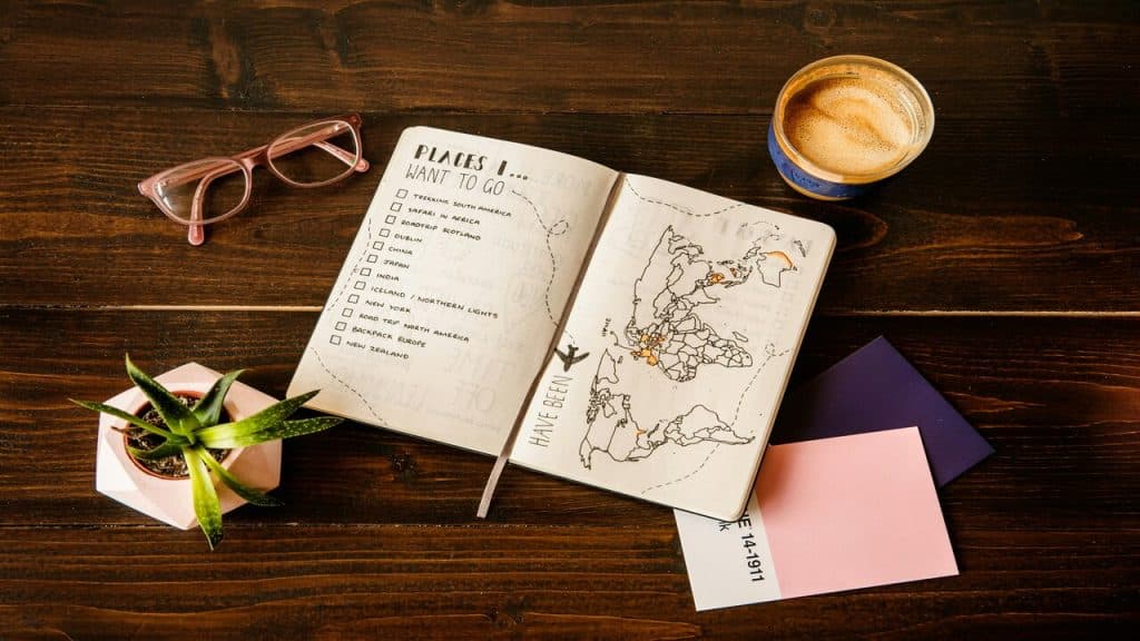 A travel bucket list.
